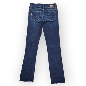 Paige Anthropologie Jeans Straight Leg Raw Hem Darkwash Size 25